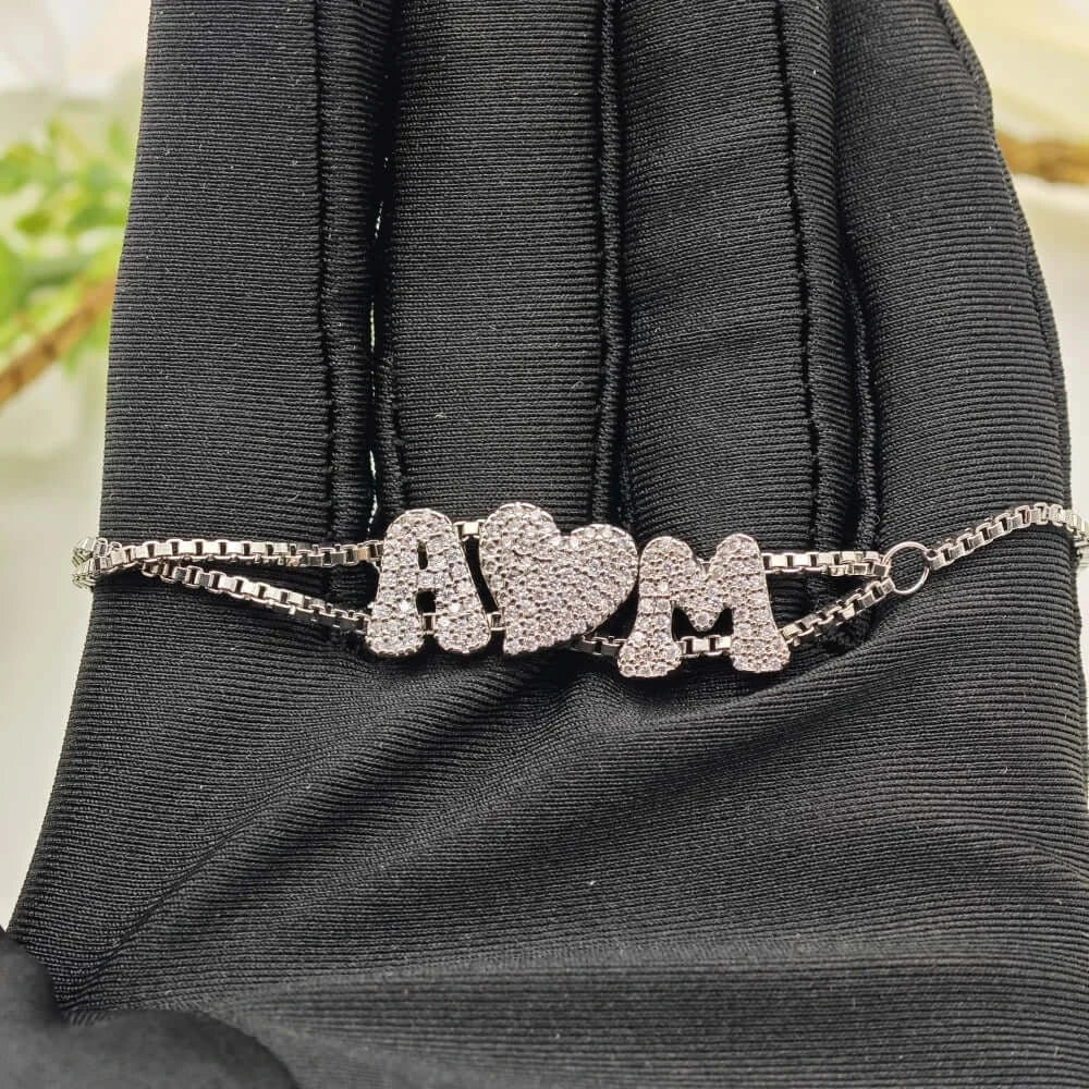 2025 Custom fashion English 26 letters inlaid with zircon delicate gold DIY bracelet to wear accessories gifts