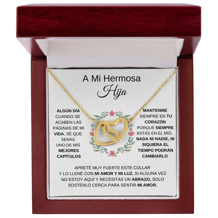 A Mi Hermosa Hija Collar de Corazones Entrelazados To My Daughter Gift Love Double Heart Pendant Necklace Fashion Jewelry