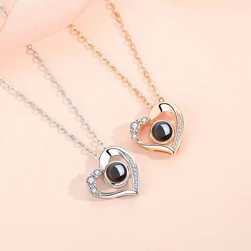Love Heart s925 Custom Photo Projection Necklace Personalized Projection Necklace Colorful Image Friend Family Memory Gift