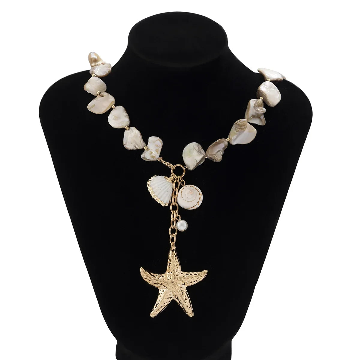 Retro Starfish White Shell Conch Pendant Necklace Women 2025 Simple Creative Colorful Stones Hand Woven Beach Jewelry Girls