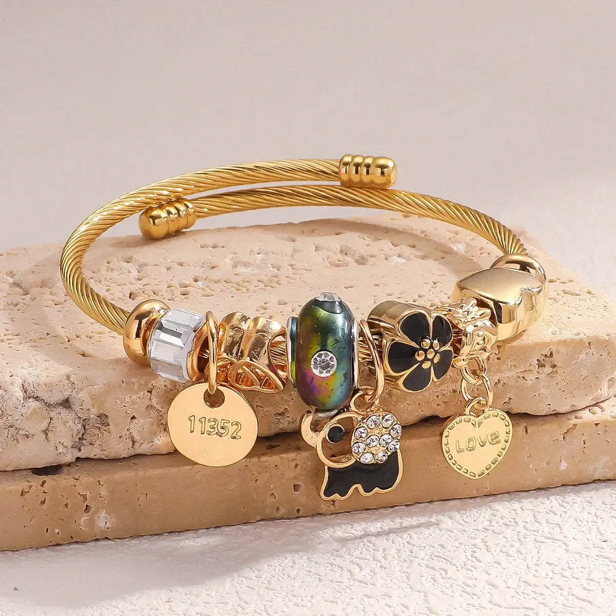 1PC Fashion Women's Stainless Steel Multi Element Accessory Pan Family Bracelet Suitable for Daily Wear, Party and Festival Gift