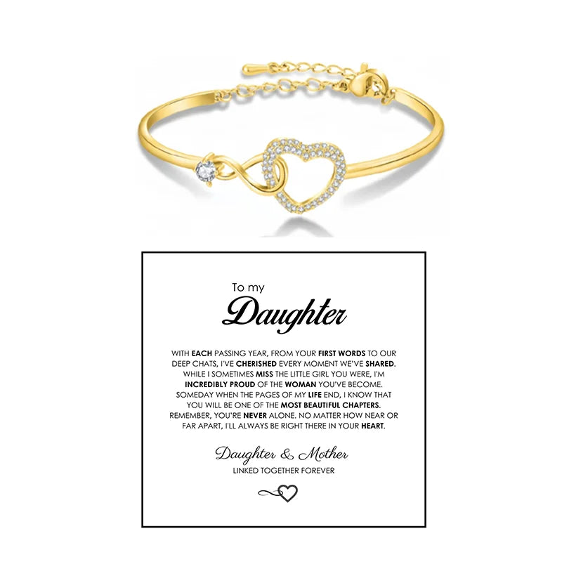 Spanish To My Daughter Infinite Symbol Hollow Heart Bracelet With Gift Box For Daughter's Birthday Party Adult Gifts