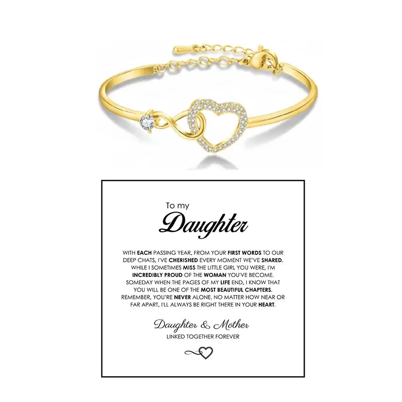 Spanish To My Daughter Infinite Symbol Hollow Heart Bracelet With Gift Box For Daughter's Birthday Party Adult Gifts