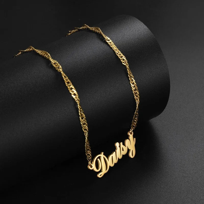 365 Custom Name Necklace Multiple Style Chains Stainless Steel Personalized Charming Choker For Women Girls Trendy Jewelry Gifts