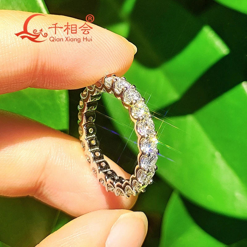0.1ct 3mm or 2mm round D vvs moissanite full Eternity Band ring 925 Sterling Silver Jewelry women Engagement gift party dating