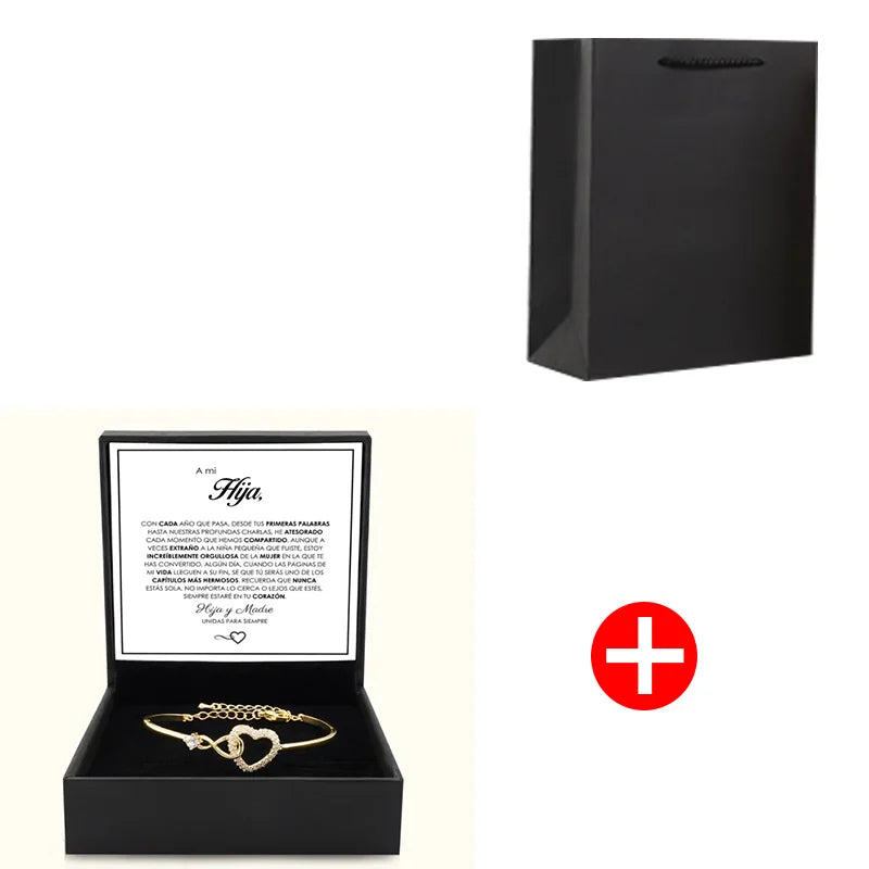 Spanish To My Daughter Infinite Symbol Hollow Heart Bracelet With Gift Box For Daughter's Birthday Party Adult Gifts