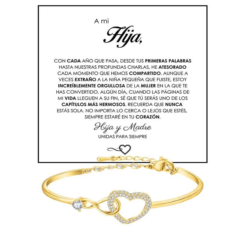 Spanish To My Daughter Infinite Symbol Hollow Heart Bracelet With Gift Box For Daughter's Birthday Party Adult Gifts