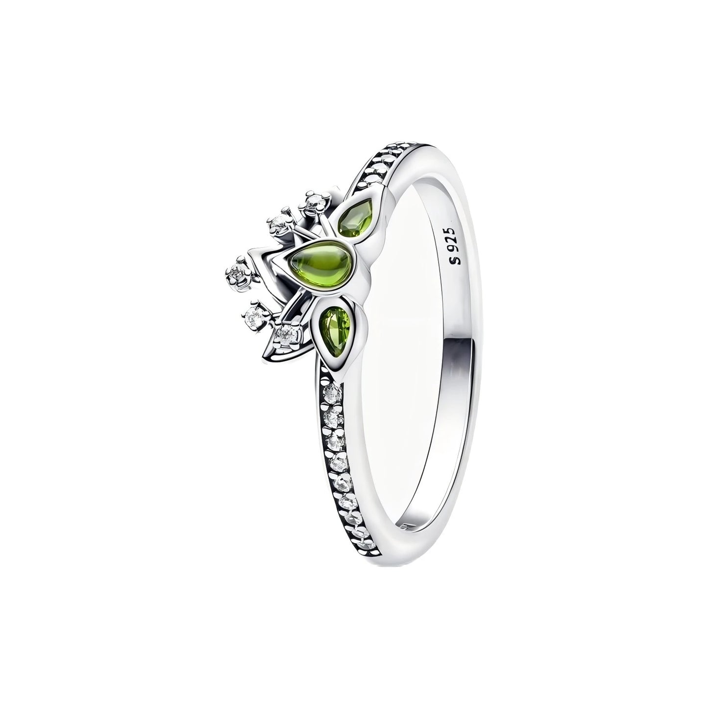 HOT 925 Sterling Silver All Princess Series Tiana Tiara,Aladdin Jasmine, Rapunzel Tiara Ring Women Finger Ring For Party Jewelry