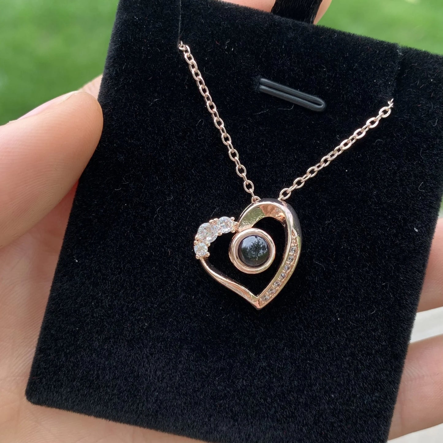 Love Heart s925 Custom Photo Projection Necklace Personalized Projection Necklace Colorful Image Friend Family Memory Gift