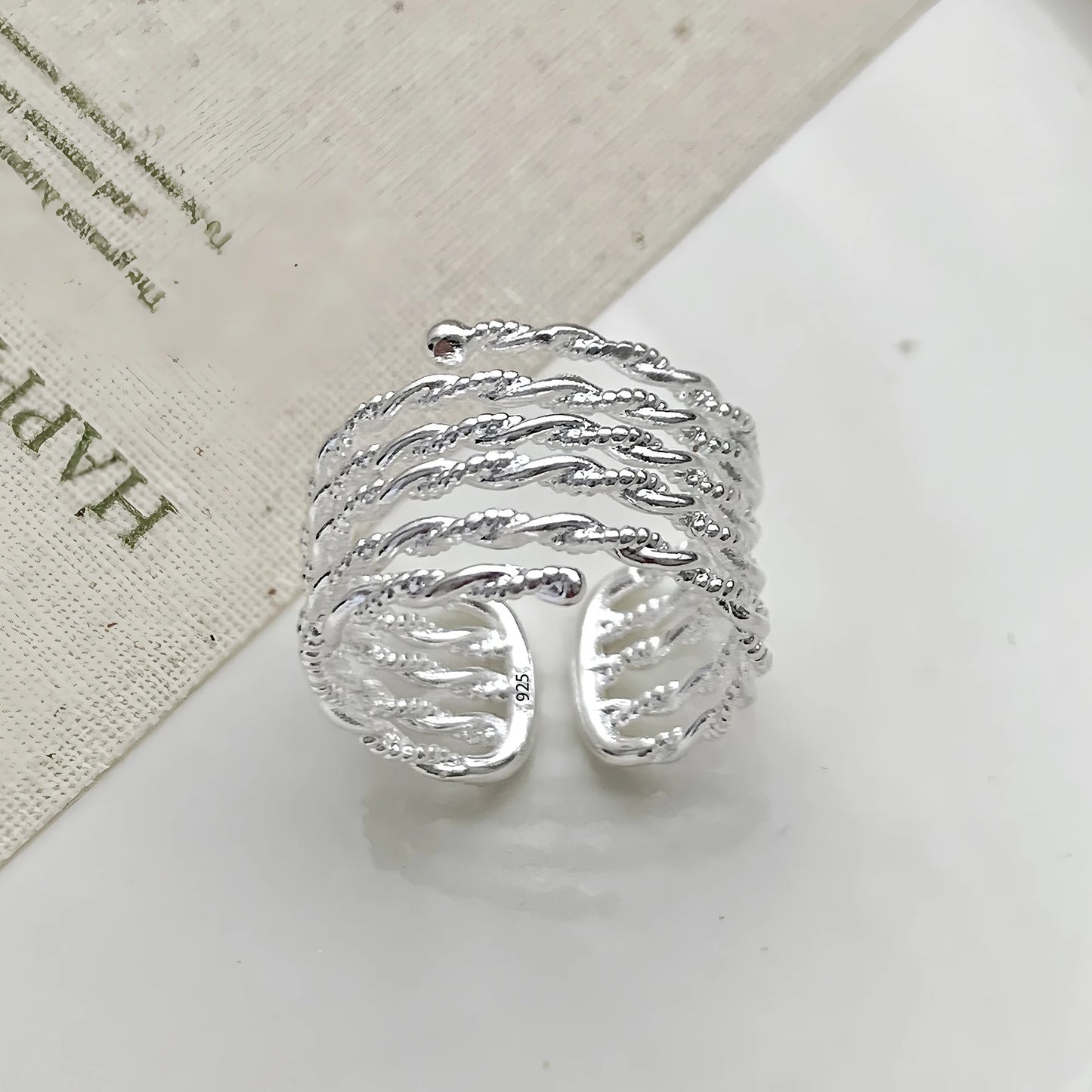 VENTFILLE 925 Sterling Silver Flower Lace Ring Korean Fashion Opening Inlaid CZ Adjustable Rings Valentine's Day Gift