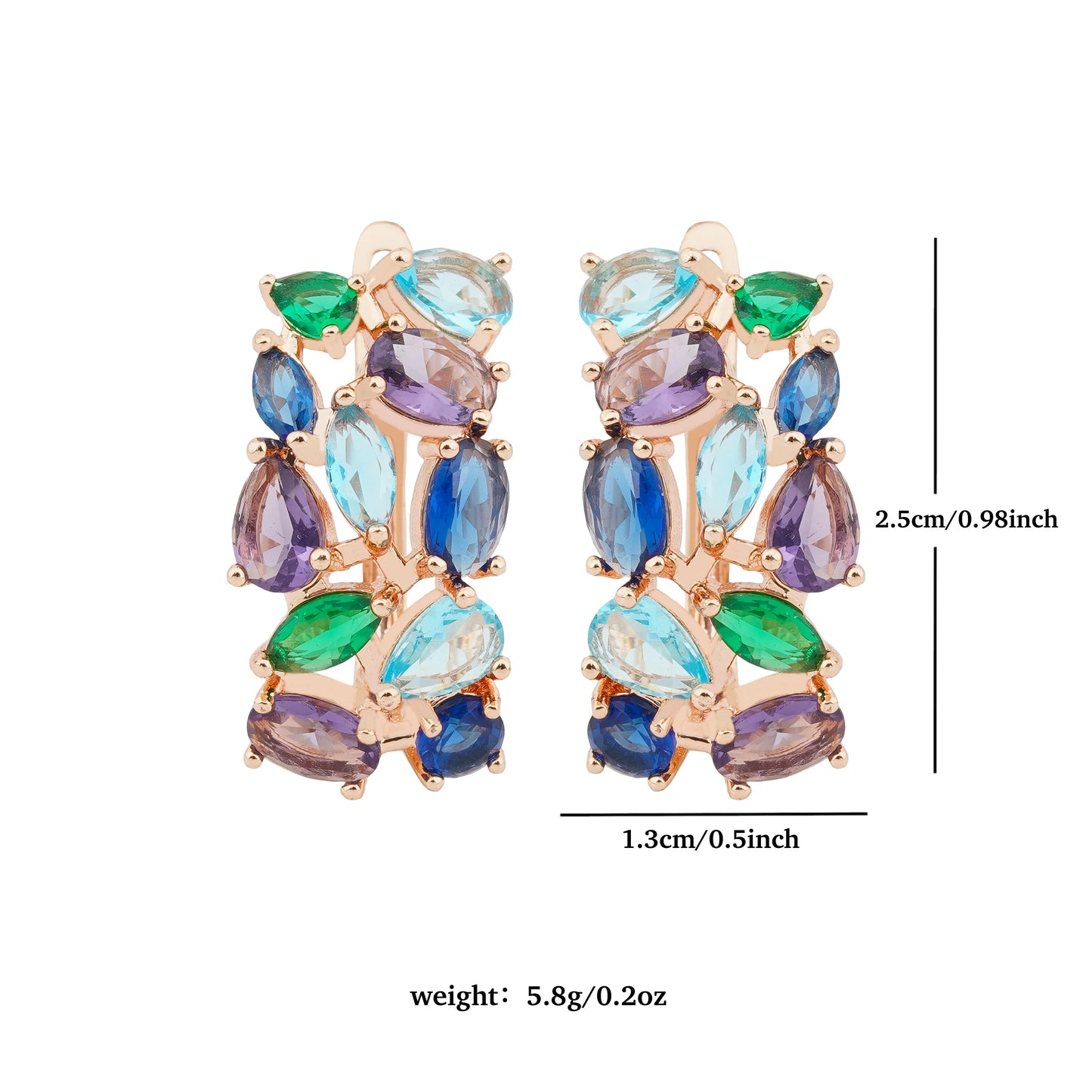 YSY Hot Selling Inlaid Multicolor Stone Hoop Earrings Fashion Jewelry For Women Copper Plated 585 Rose Gold Color Party Gifts