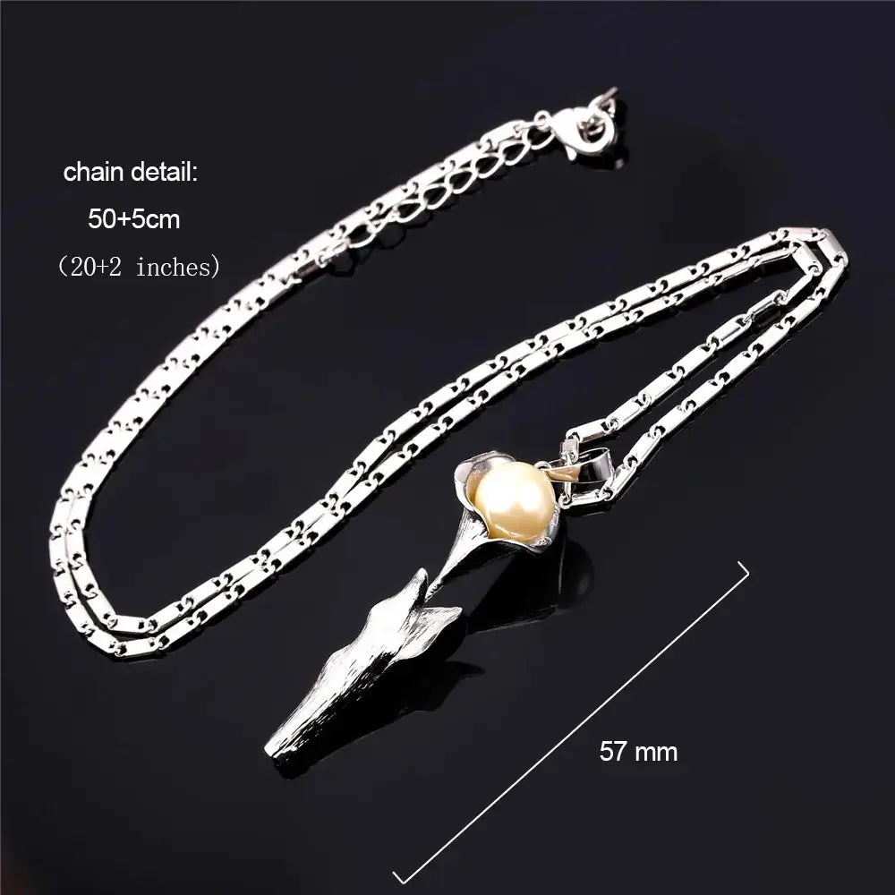 U7 3D Rose Flower Pendant Necklace for Women Red Roses Pearl Beaded Wedding Birthday Jewelry Gift for Her Mother's Day Gift