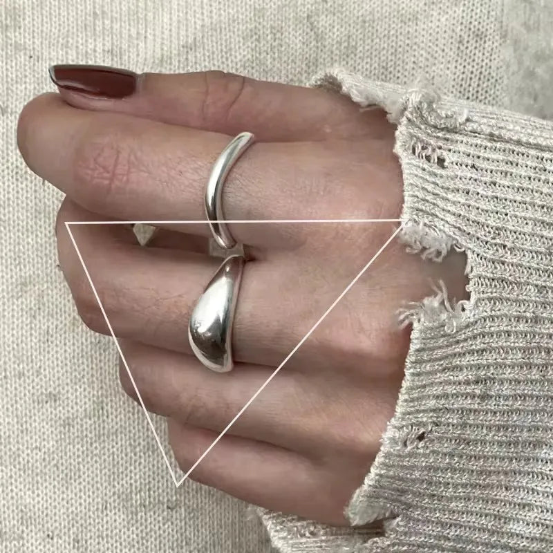 VENTFILLE 925 Sterling Silver Rings INS Fashion Hip Hop Vintage Couples Hollow Lines Punk Thai Silver Party Adjustable Jewelry