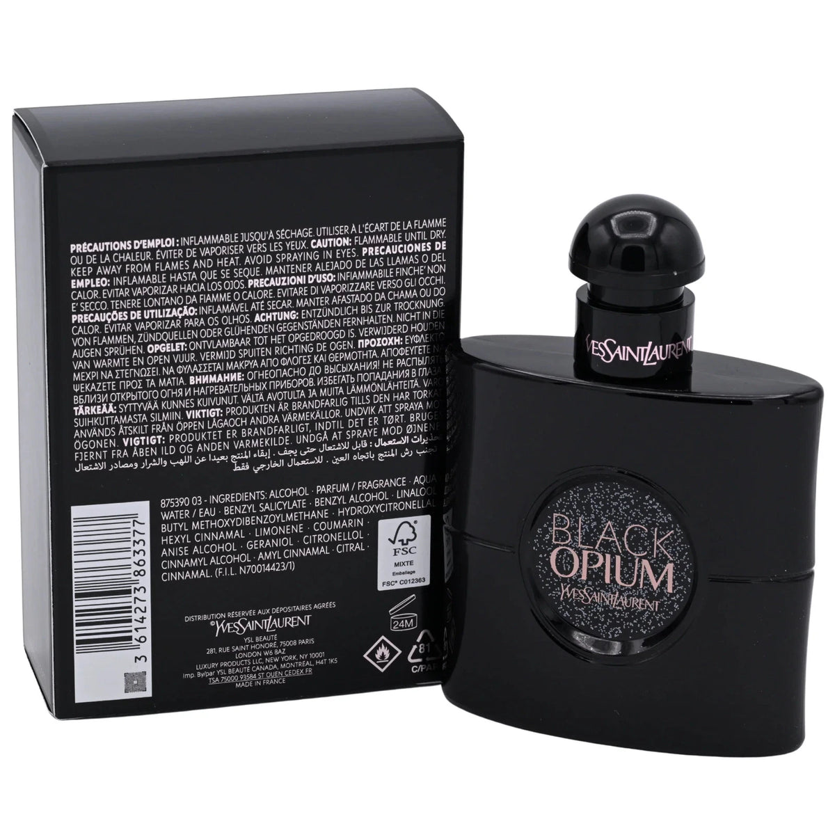 Yves Saint Laurent Black Opium Eau de Parfum for Women 90ml – Coffee, Vanilla & White Flowers