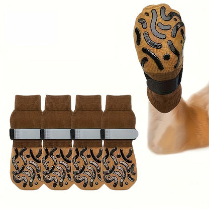 Anti-Slip Dog Socks – 4-Pack Traction Paw Protectors for Indoor & Outdoor Use