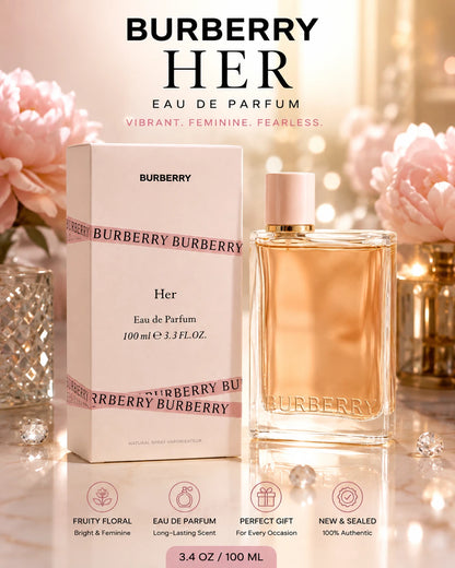 Burberry Her Eau de Parfum 100ml for Women – Fruity Floral Gourmand Fragrance