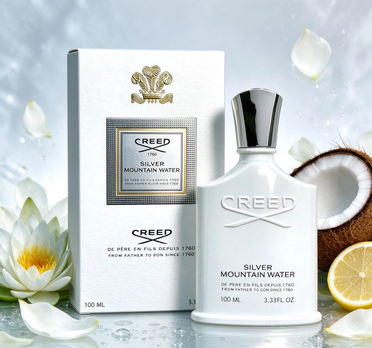 Creed Silver Mountain Water Eau de Parfum 100ml – Fresh Citrus Green Tea Fragrance for Men and Women