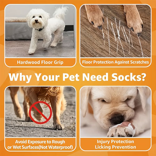 Anti-Slip Dog Socks – 4-Pack Traction Paw Protectors for Indoor & Outdoor Use