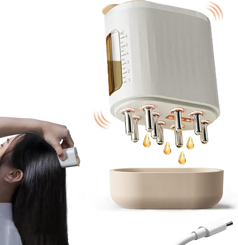 Electric Hair Oil Applicator and Scalp Massager 2 in 1, Opossum Hair Oil Applicator, Scalp Massager Hair Growth, Scalp Oil Applicator Head Massager Brush for Salon Care