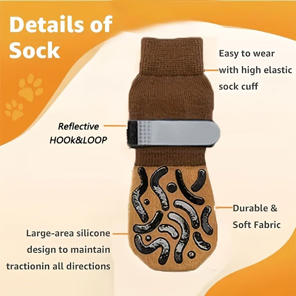 Anti-Slip Dog Socks – 4-Pack Traction Paw Protectors for Indoor & Outdoor Use