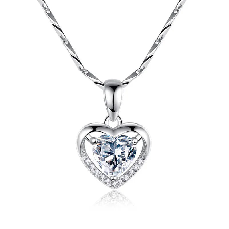 Creative Love Heart Necklace Set with Rose Simulation Flower  St Valentin Jewelry Box  Birthday Gift for Girlfriend