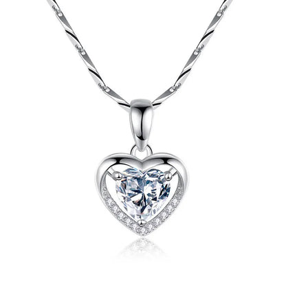 Creative Love Heart Necklace Set with Rose Simulation Flower  St Valentin Jewelry Box  Birthday Gift for Girlfriend