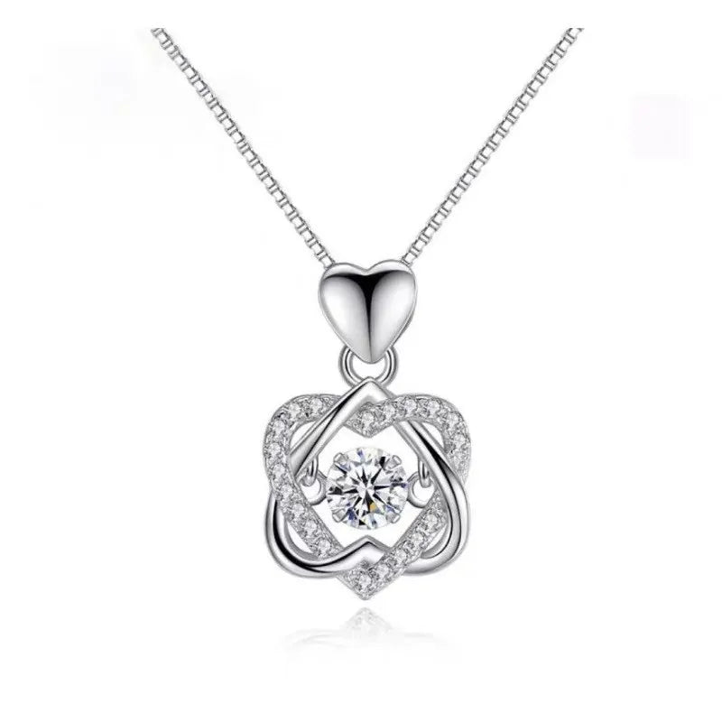 Creative Love Heart Necklace Set with Rose Simulation Flower  St Valentin Jewelry Box  Birthday Gift for Girlfriend