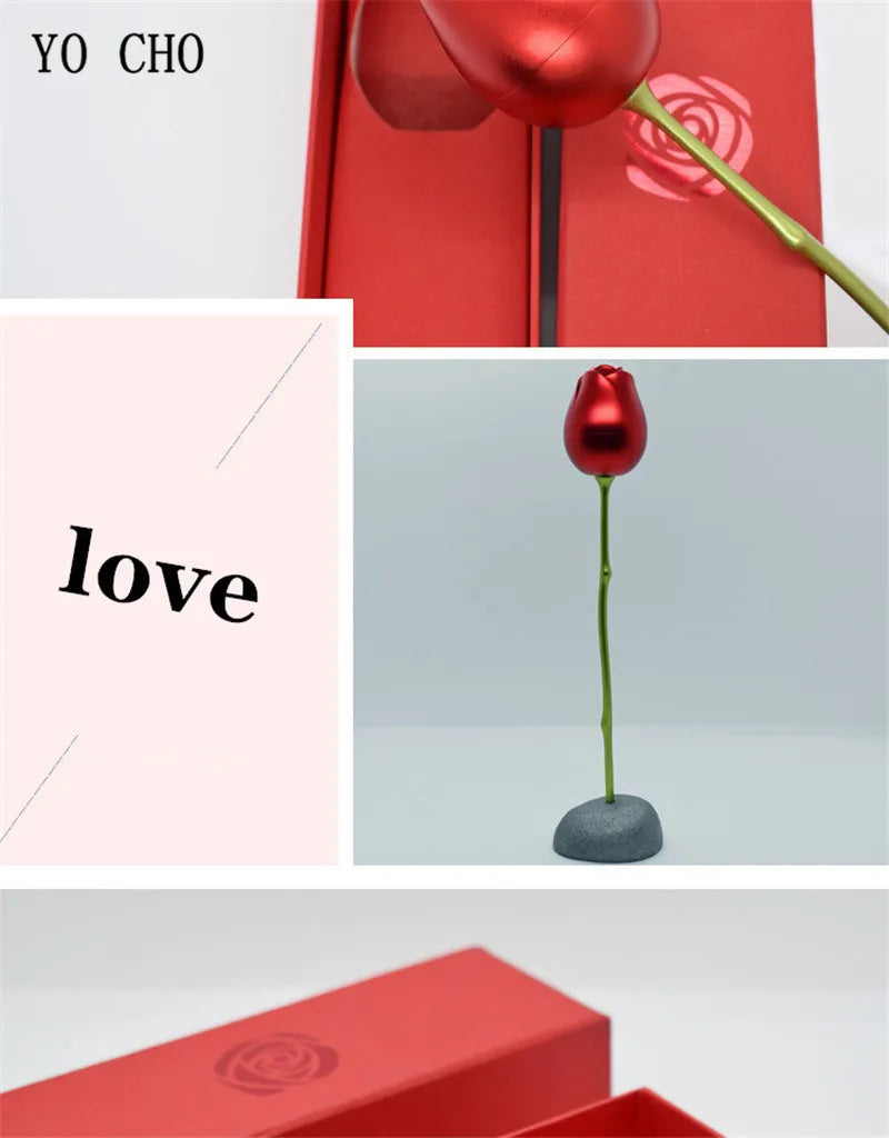 Creative Love Heart Necklace Set with Rose Simulation Flower  St Valentin Jewelry Box  Birthday Gift for Girlfriend