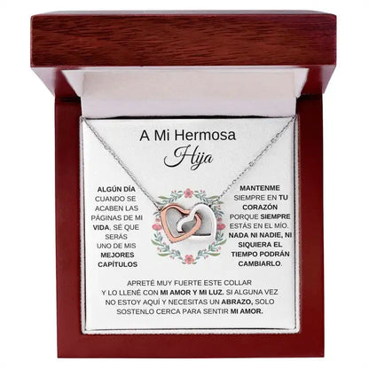 A Mi Hermosa Hija Collar de Corazones Entrelazados To My Daughter Gift Love Double Heart Pendant Necklace Fashion Jewelry