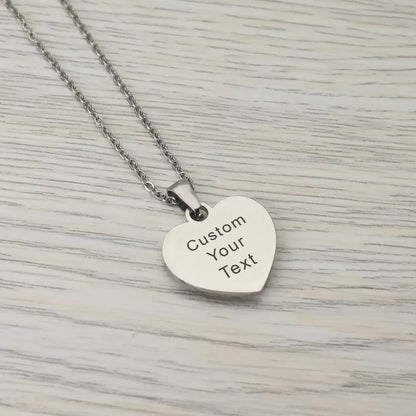 Picture Necklace Personalized for Women - Custom Photo Pendant with heart-shaped custom text tag.