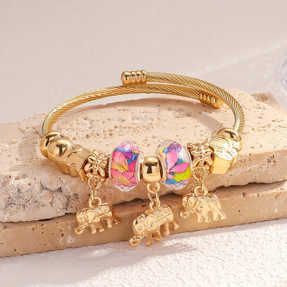 1PC Fashion Women's Stainless Steel Multi Element Accessory Pan Family Bracelet Suitable for Daily Wear, Party and Festival Gift