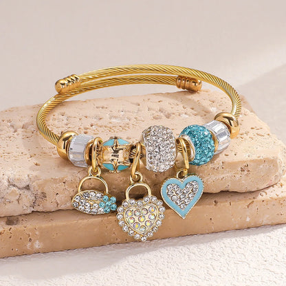 1PC Fashion Women's Stainless Steel Multi Element Accessory Pan Family Bracelet Suitable for Daily Wear, Party and Festival Gift