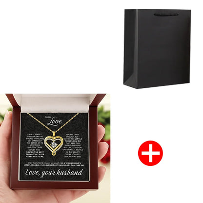 To My Love Eternal Heart Double layered Heart shaped Necklace With Gift Box For Gilrfriend Wife Christmas Valentine's Day Gifts