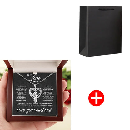 To My Love Eternal Heart Double layered Heart shaped Necklace With Gift Box For Gilrfriend Wife Christmas Valentine's Day Gifts