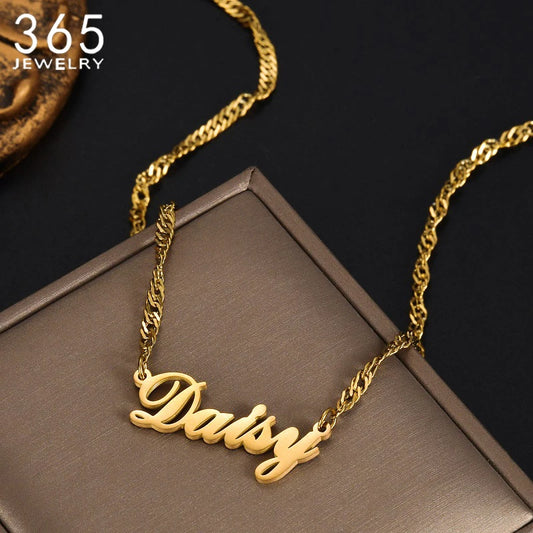 365 Custom Name Necklace Multiple Style Chains Stainless Steel Personalized Charming Choker For Women Girls Trendy Jewelry Gifts