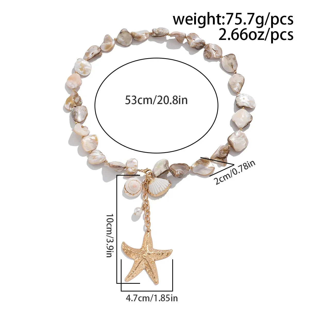 Retro Starfish White Shell Conch Pendant Necklace Women 2025 Simple Creative Colorful Stones Hand Woven Beach Jewelry Girls