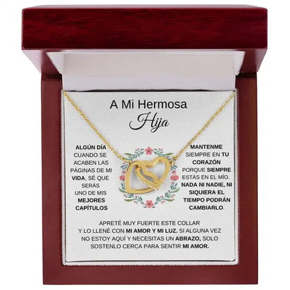 A Mi Hermosa Hija Collar de Corazones Entrelazados To My Daughter Gift Love Double Heart Pendant Necklace Fashion Jewelry