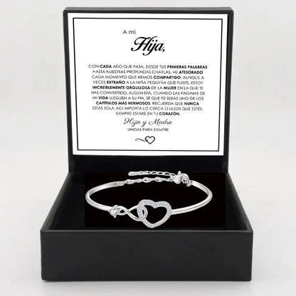 Spanish To My Daughter Infinite Symbol Hollow Heart Bracelet With Gift Box For Daughter's Birthday Party Adult Gifts