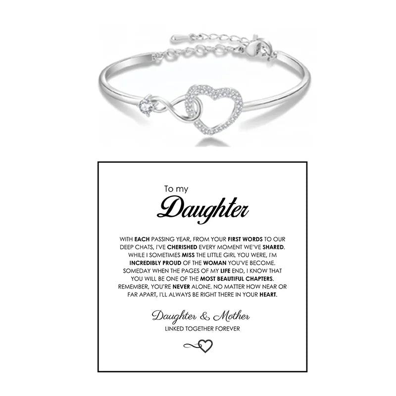 Spanish To My Daughter Infinite Symbol Hollow Heart Bracelet With Gift Box For Daughter's Birthday Party Adult Gifts