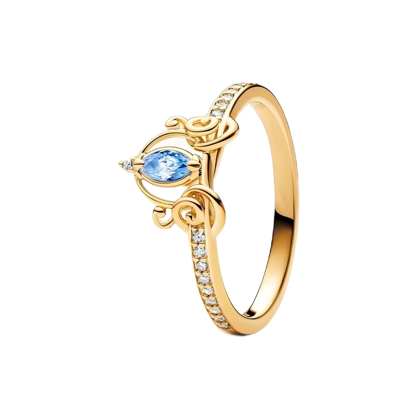 HOT 925 Sterling Silver All Princess Series Tiana Tiara,Aladdin Jasmine, Rapunzel Tiara Ring Women Finger Ring For Party Jewelry