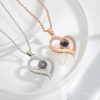 Projection Necklace Set With Rose Gift Box 100 Languages I Love You Heart Pendant Jewelry 2023 Hot Sale Accessories