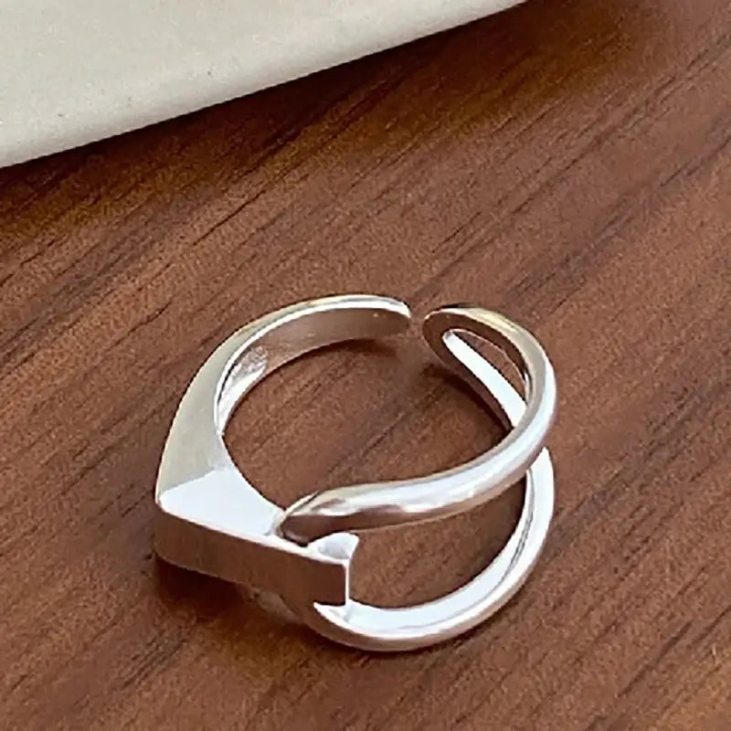 Mewanry Lines Crossed Geometric Rings For Women Couples Minimalist Creative Personality Trendy Birthday Party Jewelry Gifts