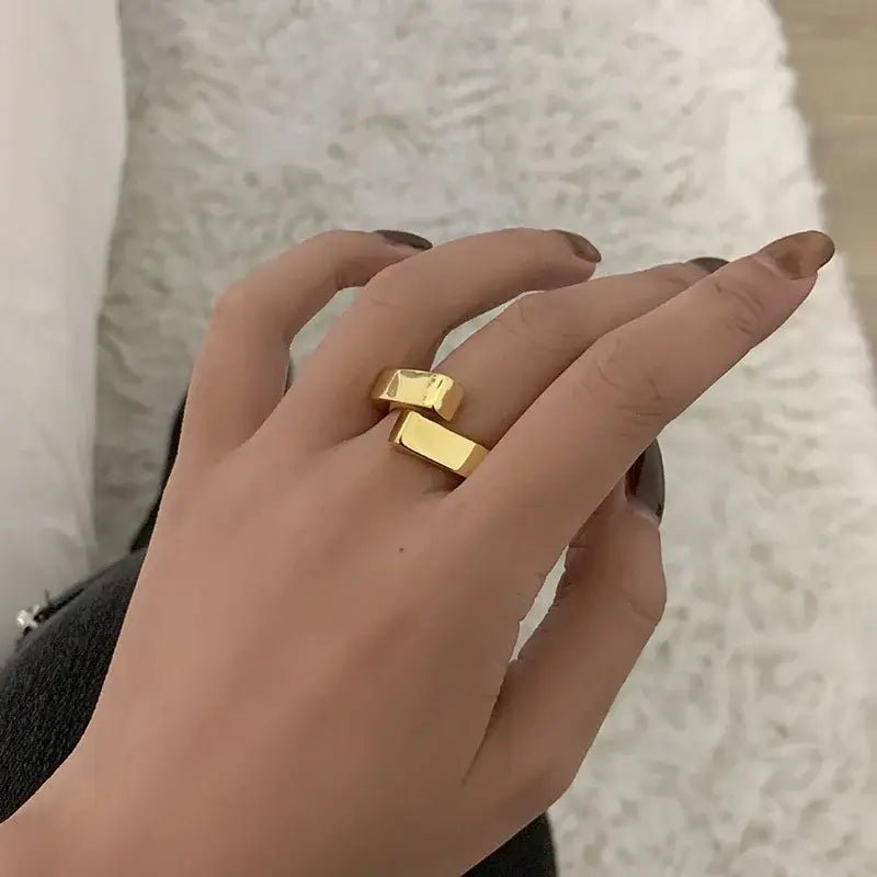 Mewanry Lines Crossed Geometric Rings For Women Couples Minimalist Creative Personality Trendy Birthday Party Jewelry Gifts