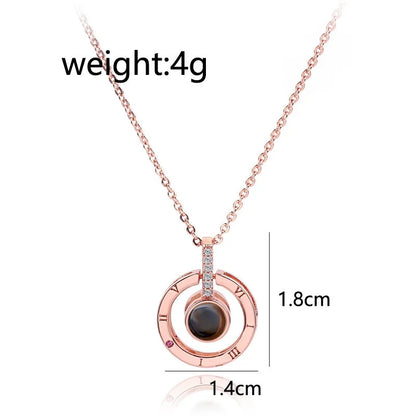 I LOVE YOU In 100 Languages Projection Necklace For Memory Of Choker Collier Round Gifts Shaped