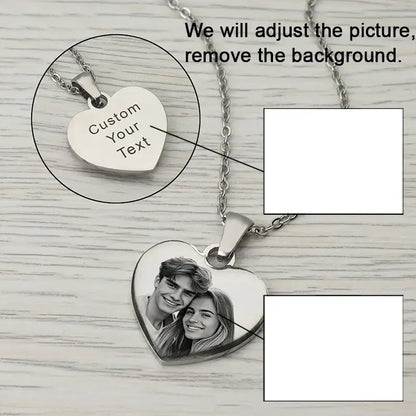 Picture Necklace Personalized for Women - Custom Photo Pendant with photo and custom text detail.