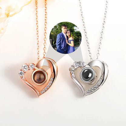 Love Heart s925 Custom Photo Projection Necklace Personalized Projection Necklace Colorful Image Friend Family Memory Gift