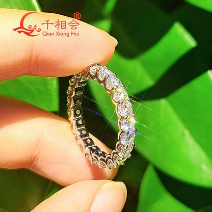 0.1ct 3mm or 2mm round D vvs moissanite full Eternity Band ring 925 Sterling Silver Jewelry women Engagement gift party dating