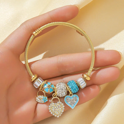 1PC Fashion Women's Stainless Steel Multi Element Accessory Pan Family Bracelet Suitable for Daily Wear, Party and Festival Gift