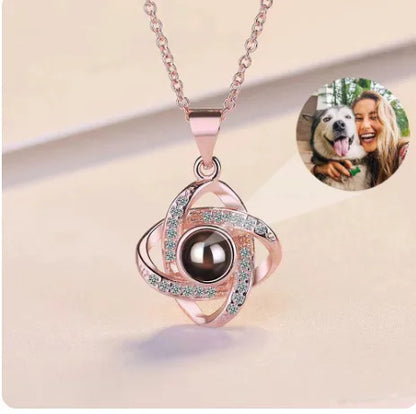 Personalized Photo Projection Clover Pendant Necklace Women Choker Necklace  Jewelry Gift