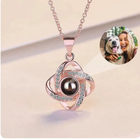Personalized Photo Projection Clover Pendant Necklace Women Choker Necklace  Jewelry Gift